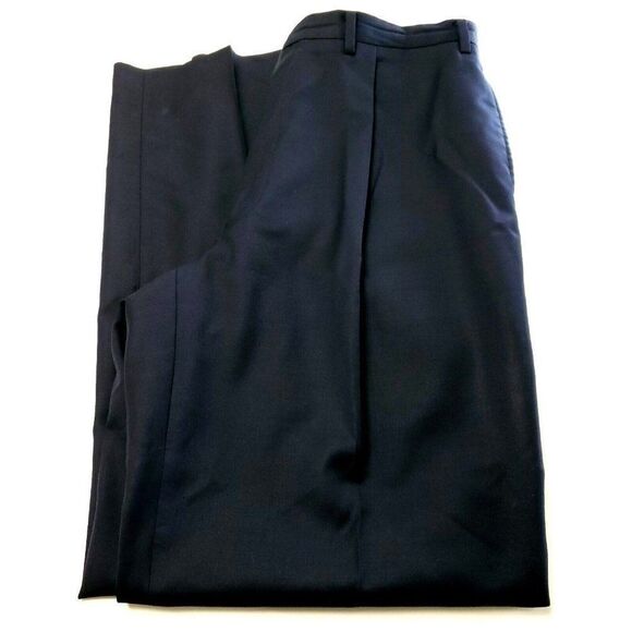 Calvin Klein Wool Dress Pants 34/33 High Rise Pleated Blue Tagged 38L Has Been T - Picture 1 of 6